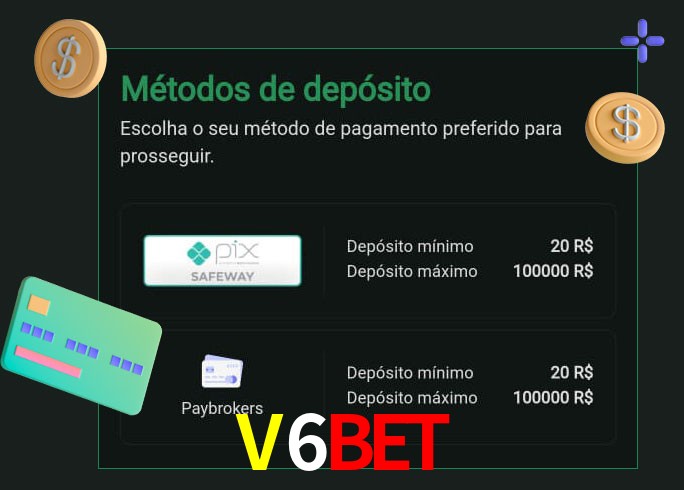 O cassino V6Bet oferece uma grande variedade de métodos de pagamento